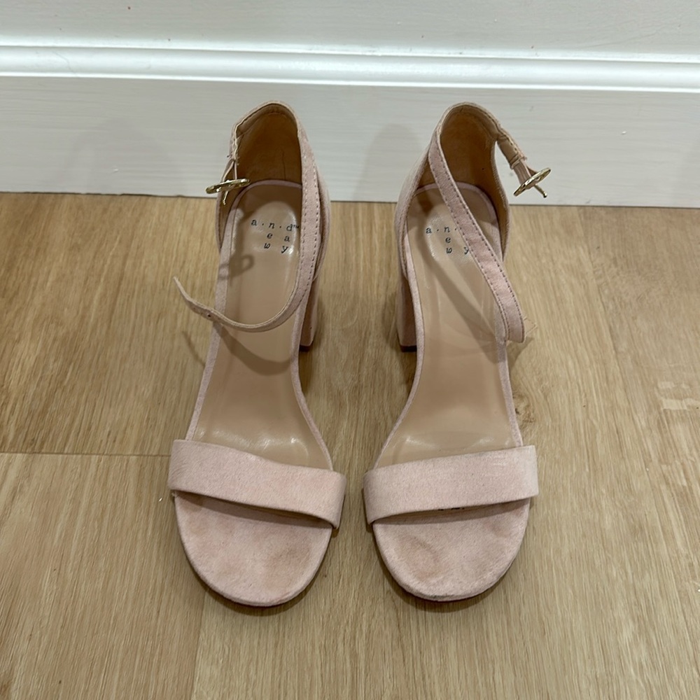 A New Day block ankle strap heels baby pink W6